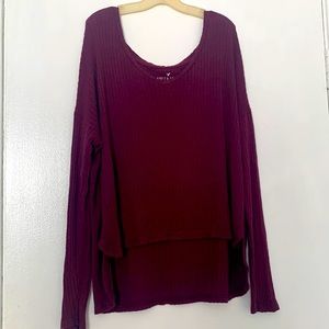 American Eagle soft and sexy ribbed burgundy long sleeve